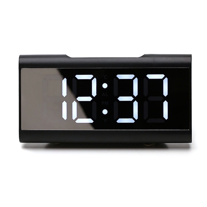 Ceas de masa digital LED Cozevdnt, Alb/Negru