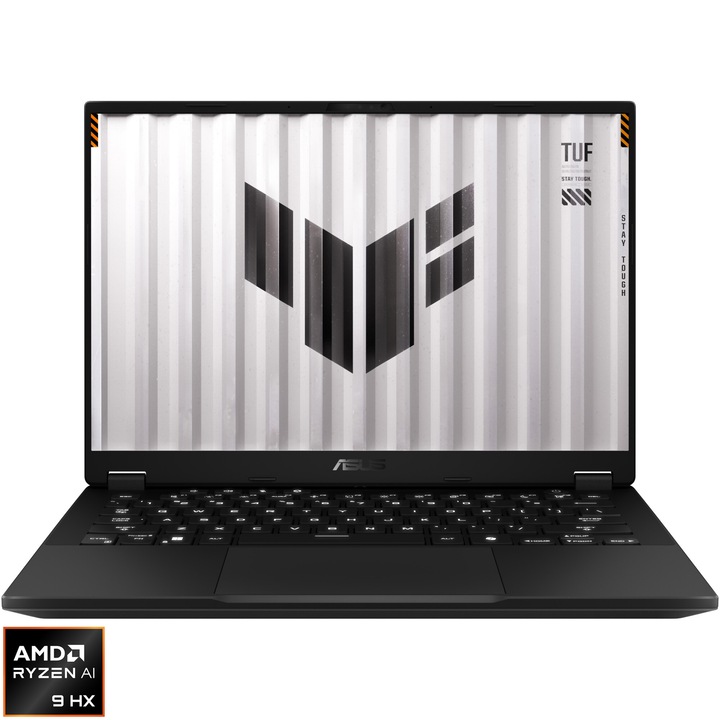 ASUS TUF Gaming A14 FA401WV laptop AMD Ryzen™ AI 9 HX 370 processzorral 5,1 GHz-ig, 14 hüvelykes, 2,5K, WQXGA, IPS, 165Hz, 32GB RAM LPDDR5X, 2TB SSD, NVIDIA® GeForce RTX™ 4060 8GB GDDR6, No OS, Jaeger Gray
