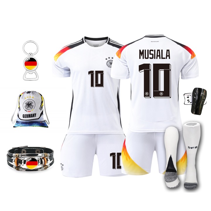 Детски комплект Musiala, Купа на Германия 2024, полиестер, бяло сиво, Бял