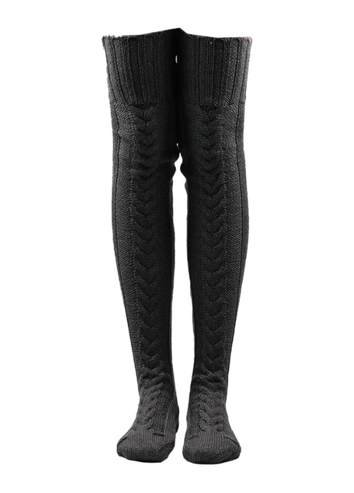 RDWESZOD Дамски есенно-зимни масивни плетени чорапи ML Черни
