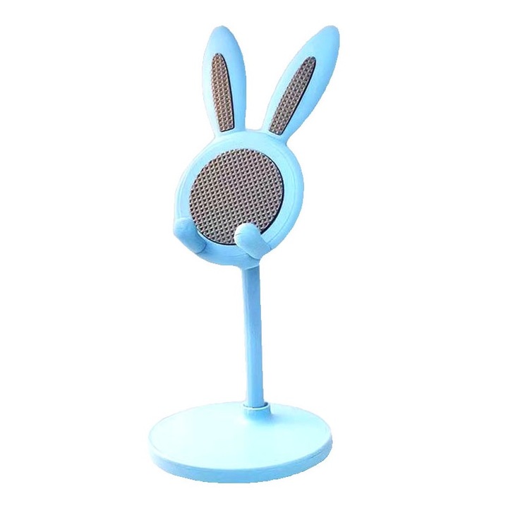 Univerzális tartó telefonhoz és tablethez, nyúl alakú, állítható, kék