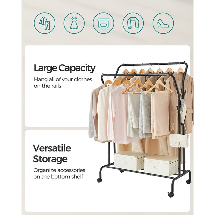 Cuier Model Zhang, Negru, 153x54.5x103 cm