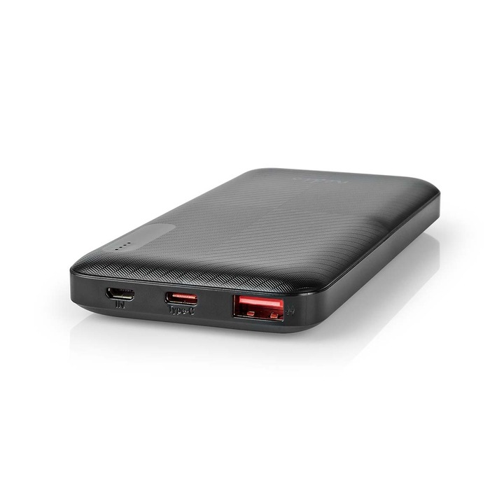 Nedis Power Bank, 10000mAh, 1.5/2.0/3.0A, Kimenetek: 1xUSB-A/1xUSB-C, Bemenetek: 1xMicro USB/1xUSB-C, PD2.0 18W, Li-Poly
