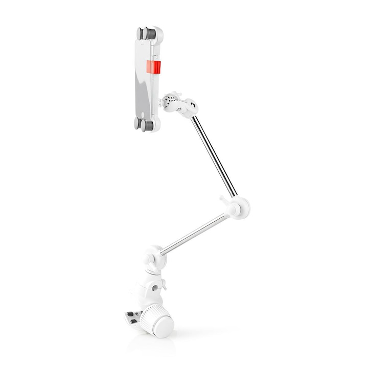 Suport pentru smartphone/tableta, Nedis, Plastic/Inox, Reglabil, Alb