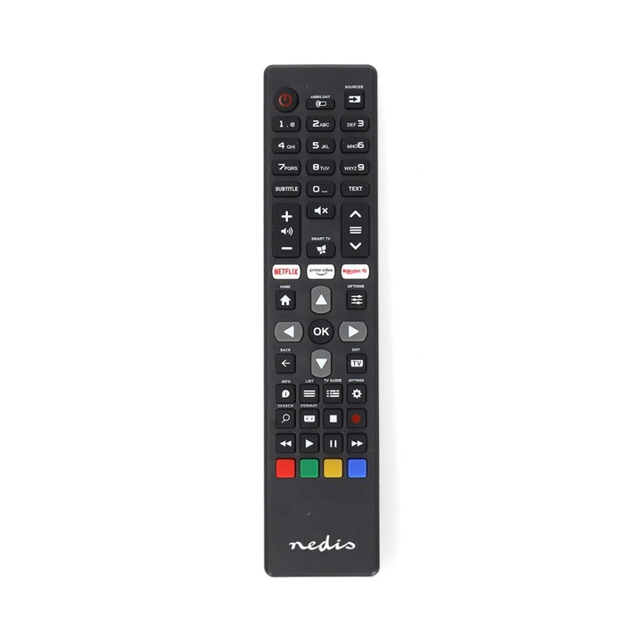 Nedis TVRC45PHBK Philips helyettesítő távirányító, előreprogramozott, Netflix/Prime/Rakuten gombokkal, fekete