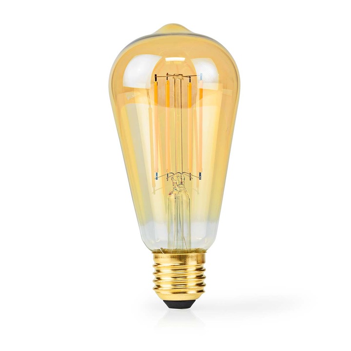 LED Retro izzó, Nedis, E27, 470lm, 4.9W, meleg fehér, 2100 K, dimmelhető, ST64, 1db