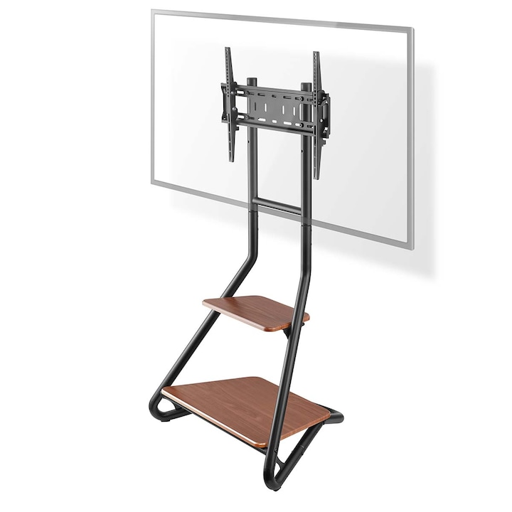 Подова стойка за телевизор, 37-75", макс. поддържано тегло: 40 кг, Bauhaus Design, регулируема, предварително зададени височини, стомана/MDF, кафяво/черно