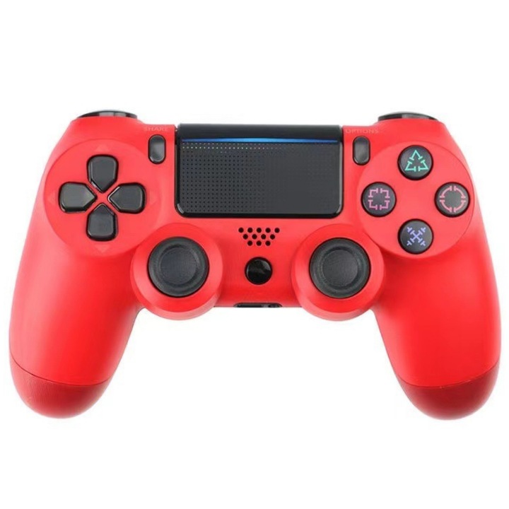 Безжичен контролер Doubleshock, SDEPOT®, съвместим с PS4, с вибрации, червен