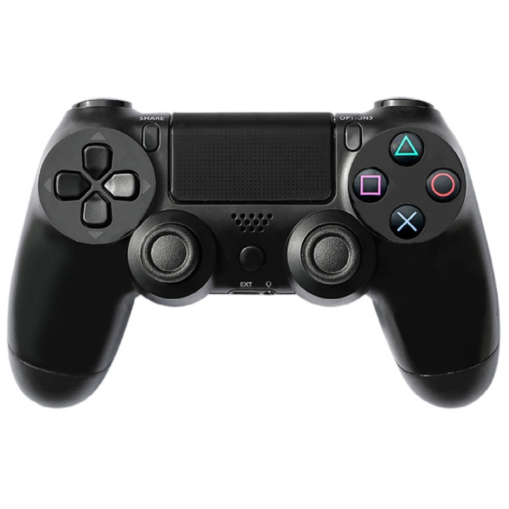 Безжичен контролер Doubleshock, SDEPOT®, PS4 съвместим, с вибрации, черен