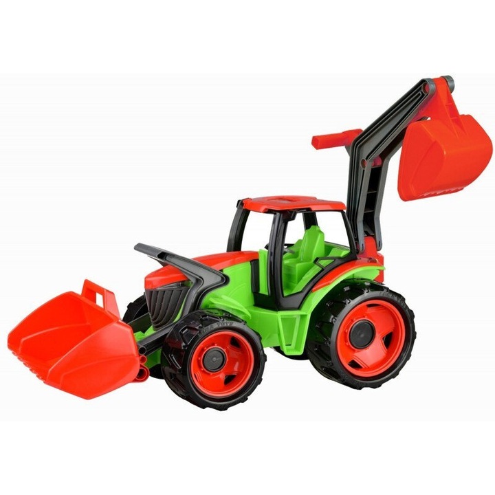Tractor de jucarie cu lopata, Plastic, 107 cm, Multicolor