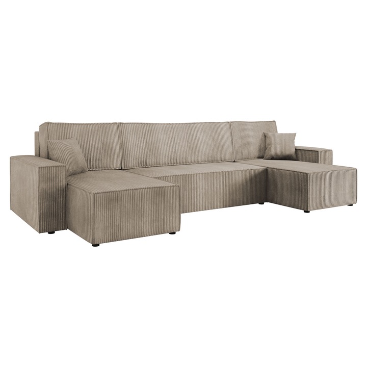 Coltar cu functie de dormit Kasjusz U Reiat, universal, MIRJAN24, bej deschis, 312x145x82 cm