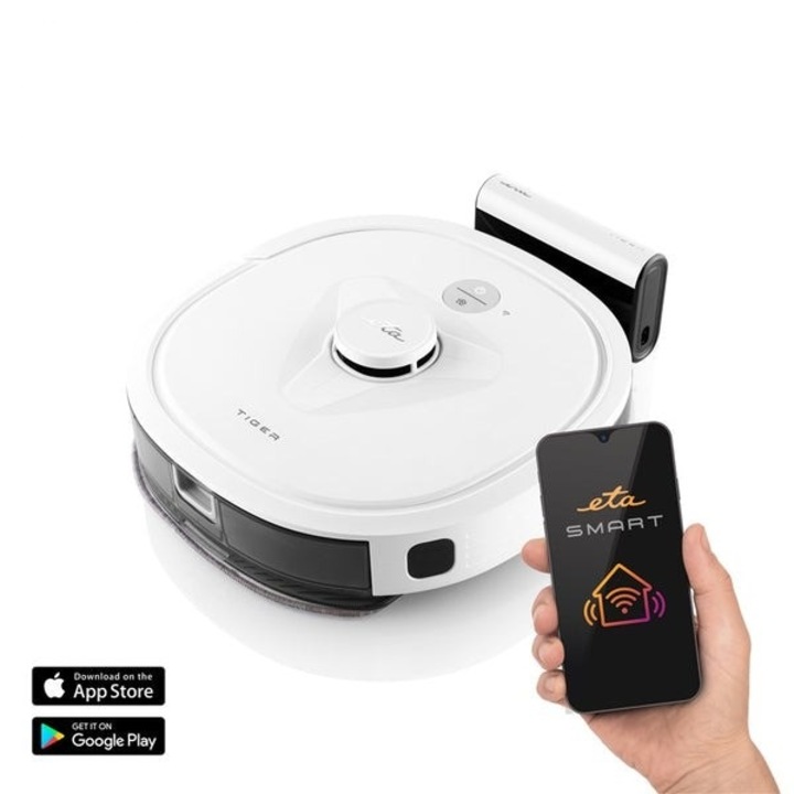 ETA 424290000 Tiger max. 160 perc üzemidő, Li-ion, 0.6 l Fehér-Fekete robotporszívó