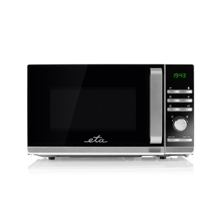 ETA 121090000, 700 W, 20 L, 5 Fokozat, Időzítő, Belső Világítás, LCD Kijelző, Fekete-Inox mikrohullámú sütő