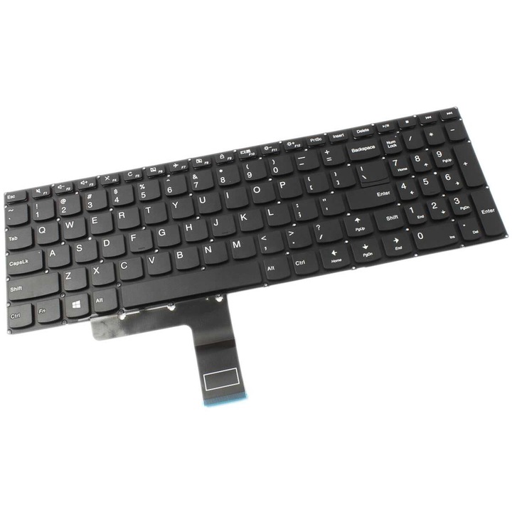 Клавиатура за Lenovo IdeaPad 320-14, черна, с палмрест, сива и тъчпад, 320-14IAP, 320-14IKB, 320-14ISK, NSK-BZ1SN, PC4CP-USI, PD131YN3A02, PK1314D2A02, PZ.NDSSN.11D