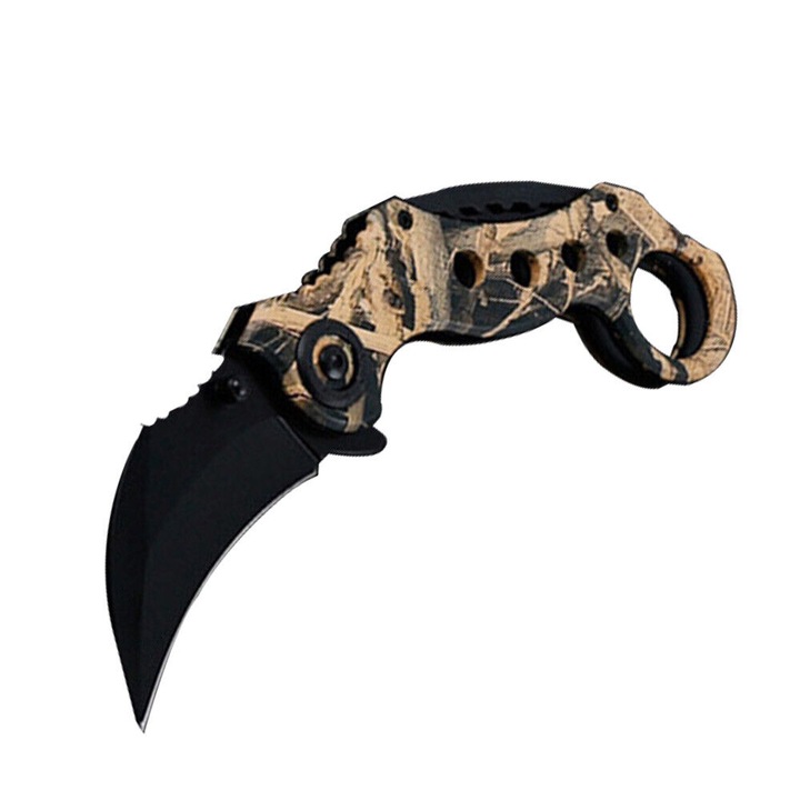 Cutit Karambit Profesional, Lama Inox, Design Tactical, Autoaparare, Maro, 18 Cm, Dalimag