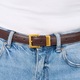 Curea pentru dama, JOLAR. eleganta din piele naturala cu cusutura, catarama clasica aurie, 104 cm BZ-46DKBN Maro inchis