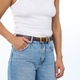 Curea pentru dama, JOLAR. eleganta din piele naturala cu cusutura, catarama clasica aurie, 104 cm BZ-46DKBN Maro inchis