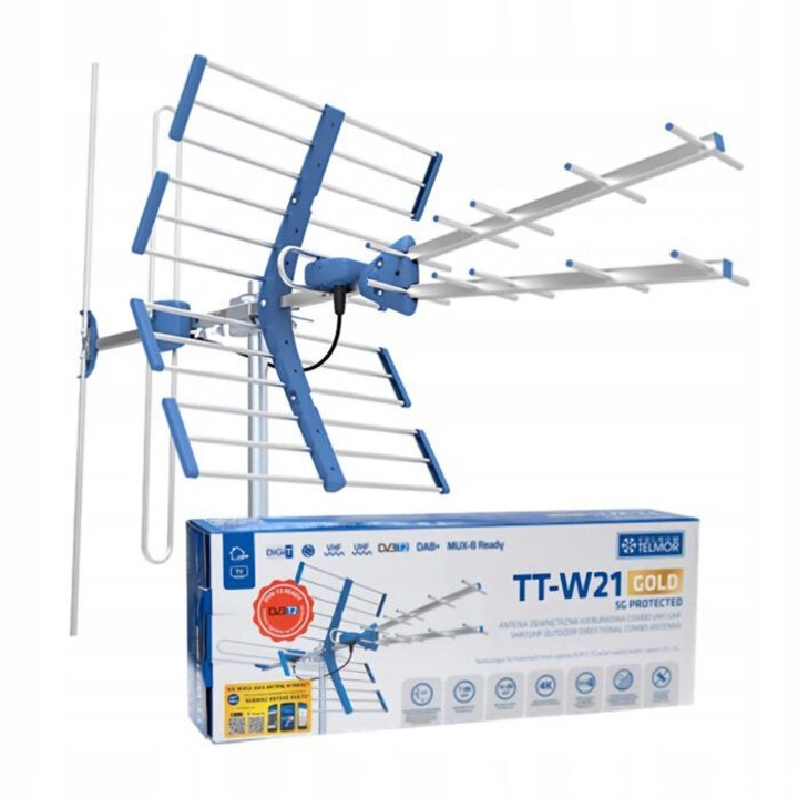 Antena DVB-T2 Telmor TT W21, 14 dB, 50 mm