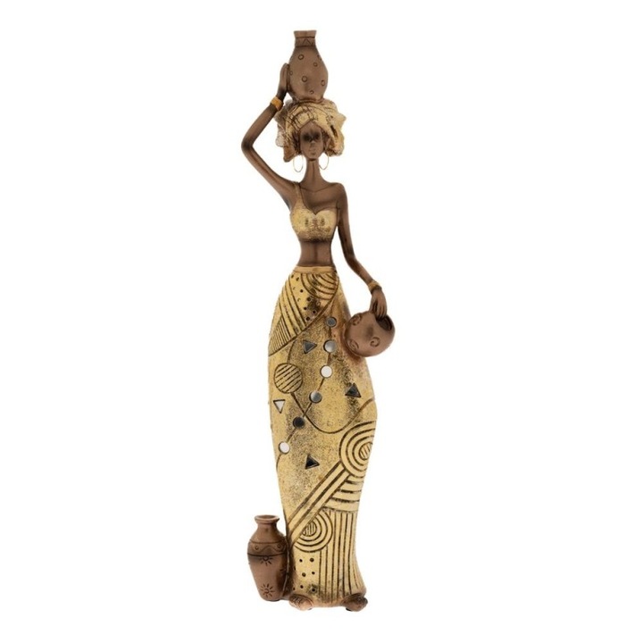 Figurina din rasina African Woman Gold 11 cm x 7 cm x 42 cm