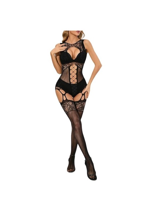 Dresuri tip plasa, corp intreg, pentru femei, negru, marime universala