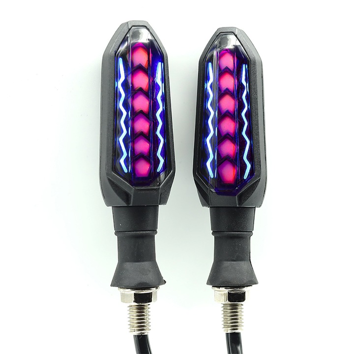 LED jelző motorkerékpárhoz, E24 tanúsítvány, rugalmas gumi, flowing water effect