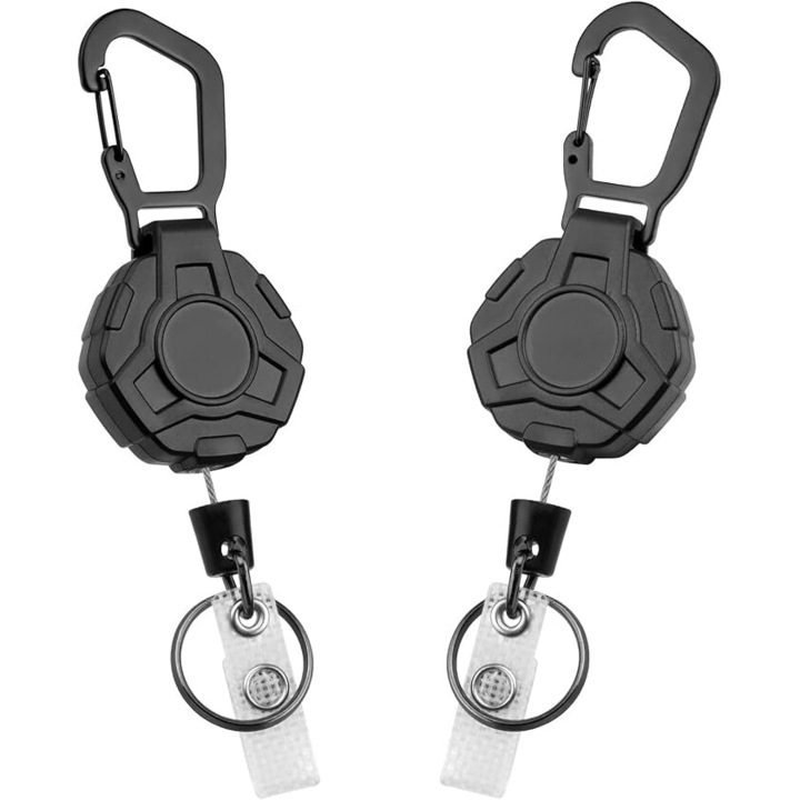 Set 2 Suporturi Insigna Retractabile, Carabinier Multifunctional, 60cm