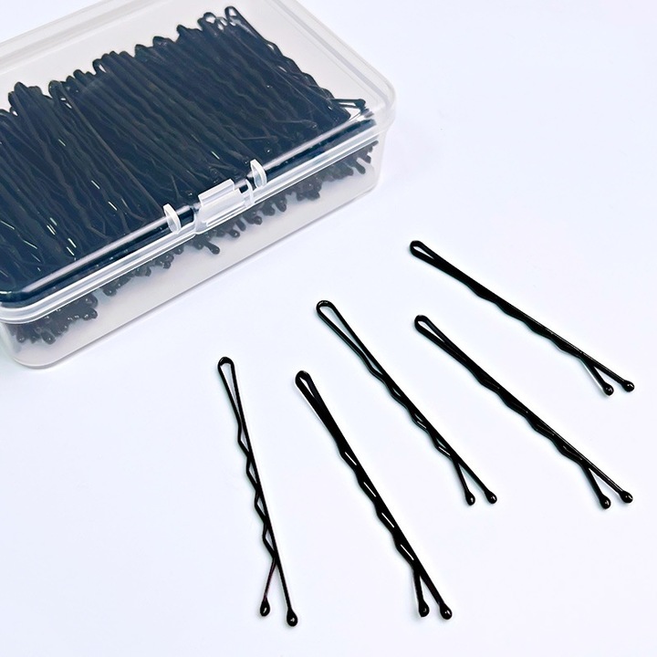 100 db-os hajcsat készlet, fekete, fém