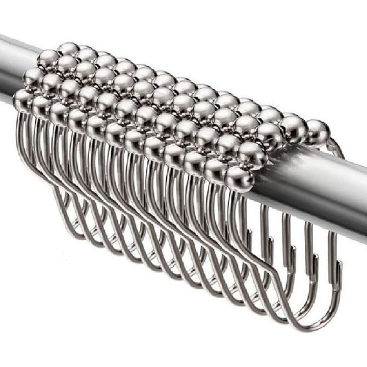 Set 12 inele pentru perdea de baie, nichel, forma de dovleac, 7.5x4.1cm