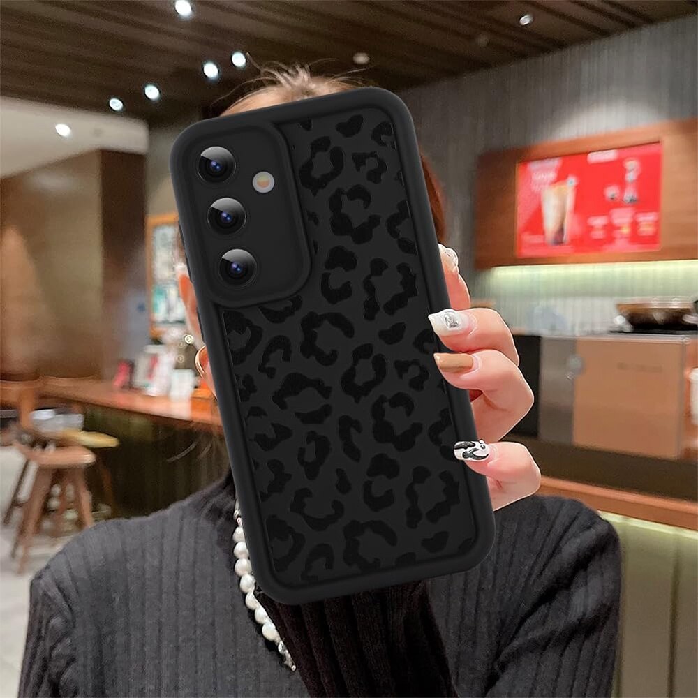Husa pentru Telefon Compatibila cu Samsung Galaxy S25, G-Tech Glam Leopard Print, Protectie la Camera, Silicon, Margini Ridicate, Aspect Mat, Negru