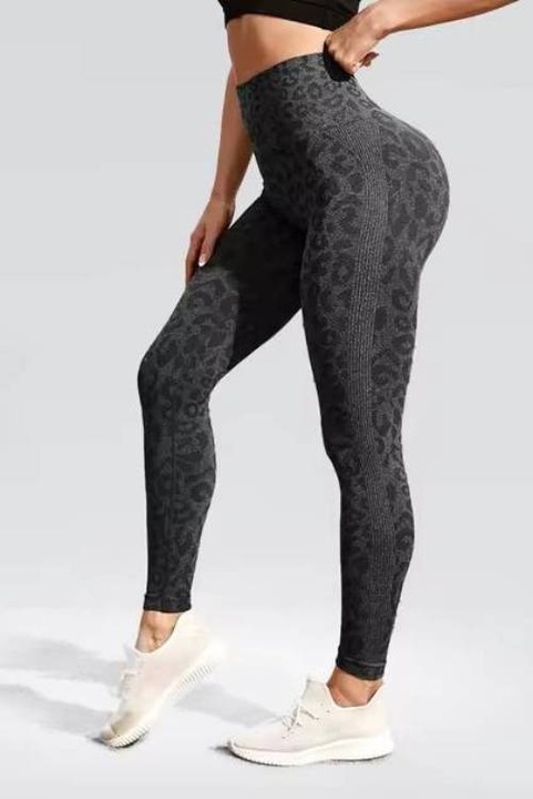 Colanti sport modelatori cu talie inalta Feel Leopard, scrunch 866, Negru