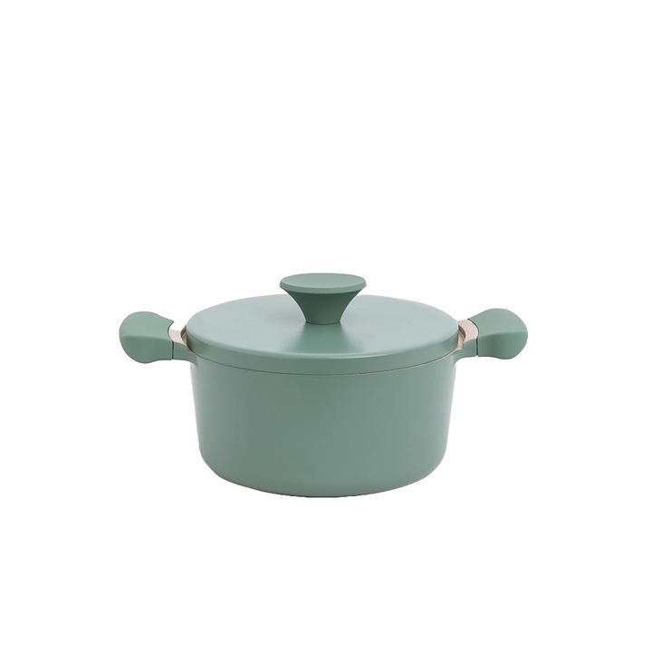 CREATE főzőedény fedővel, Studio, Ø20 cm, minden hőforrással kompatibilis, öntött alumínium anyag, tapadásmentes belső réteg, PFOA-mentes, zsálya/réz