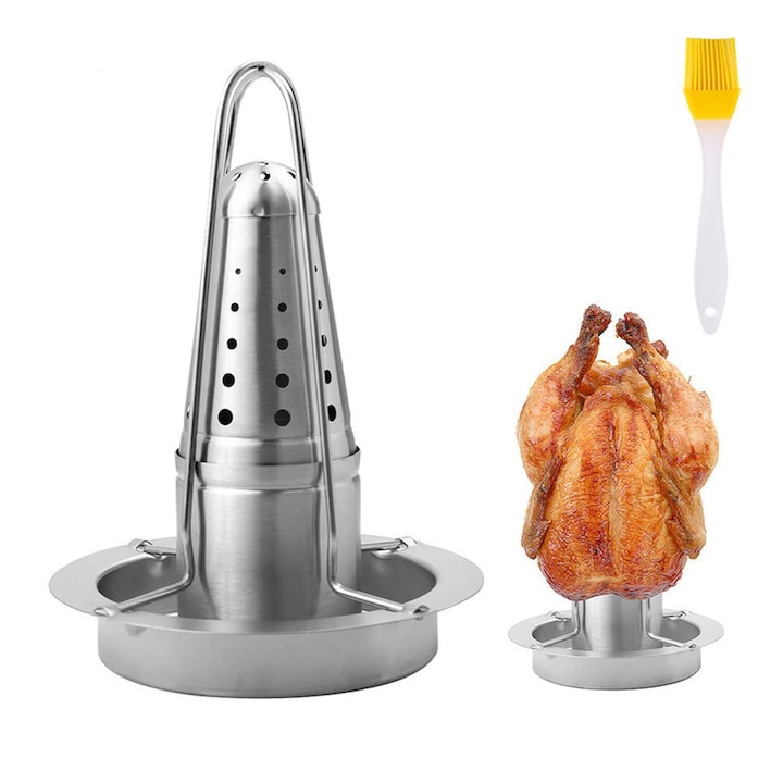 Suport de pui Vertical Roaster Rack, Ronyes, Argintiu, Ustensile gratar