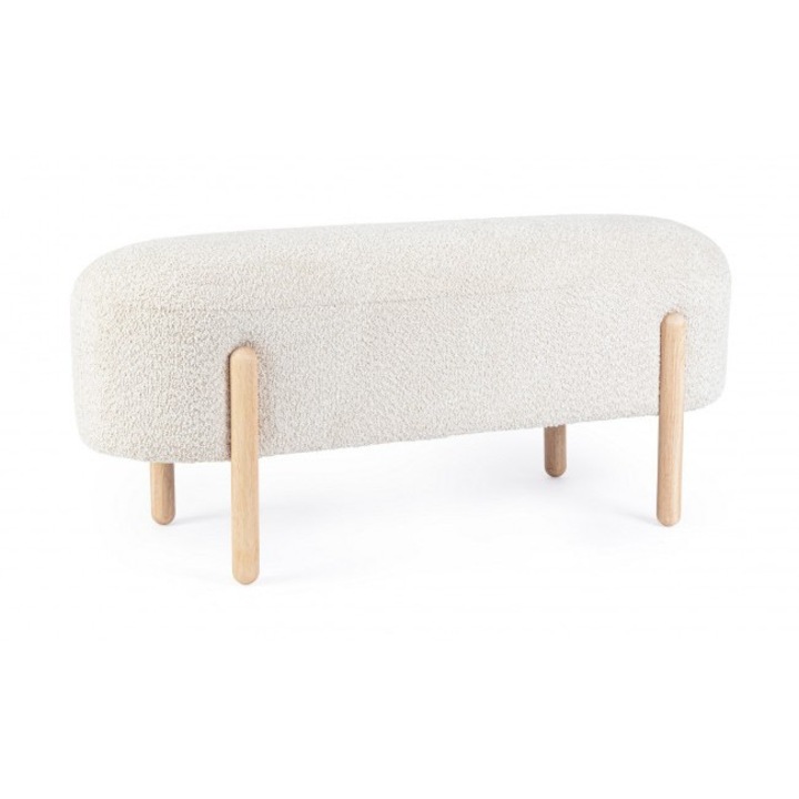 Banca lemn natur textil crem Dayla 108x41.5x48 cm