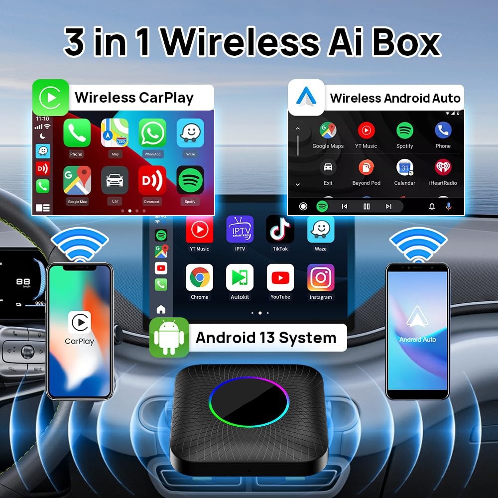 CarPlay Ai Box Android 13.0 Accepta numai masini CarPlay si ecran