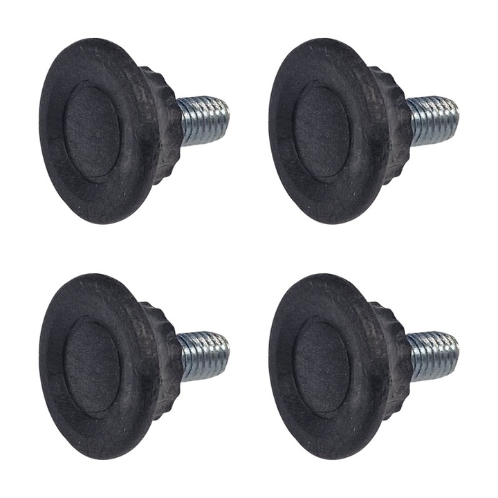 Picior pentru mobila Ø 28 mm, filet M6 x 12 mm, negru, 4 buc / set