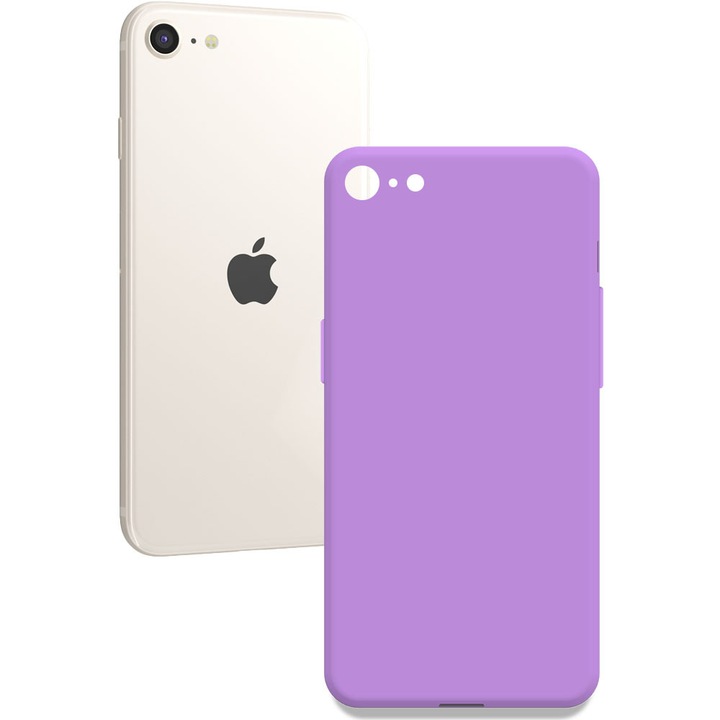 Husa pentru Apple iPhone SE 2 (2020) / SE 3 (2022), Color Shield, Interior de catifea, Suprafata aderenta, Protectie antisoc, Margini ridicate, Regular Fit, Silicon, Lavanda