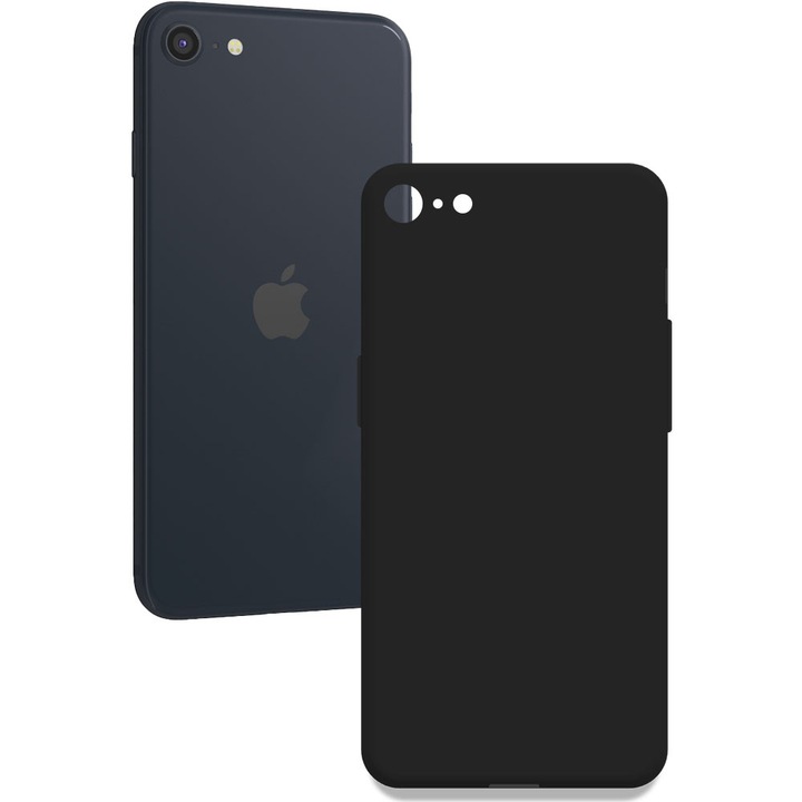 Husa pentru Apple iPhone SE 2 (2020) / SE 3 (2022), Color Shield, Interior de catifea, Suprafata aderenta, Protectie antisoc, Margini ridicate, Regular Fit, Silicon, Negru