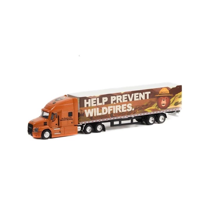 Macheta TIR Mack Anthem 18 Wheeler with trailer (Help Prevent Wilffires) - 1/64 Greenlight