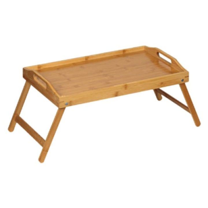 Tava de servit la pat, BURRAQ, lemn, picioare ajustabile, manere confortabile, maro