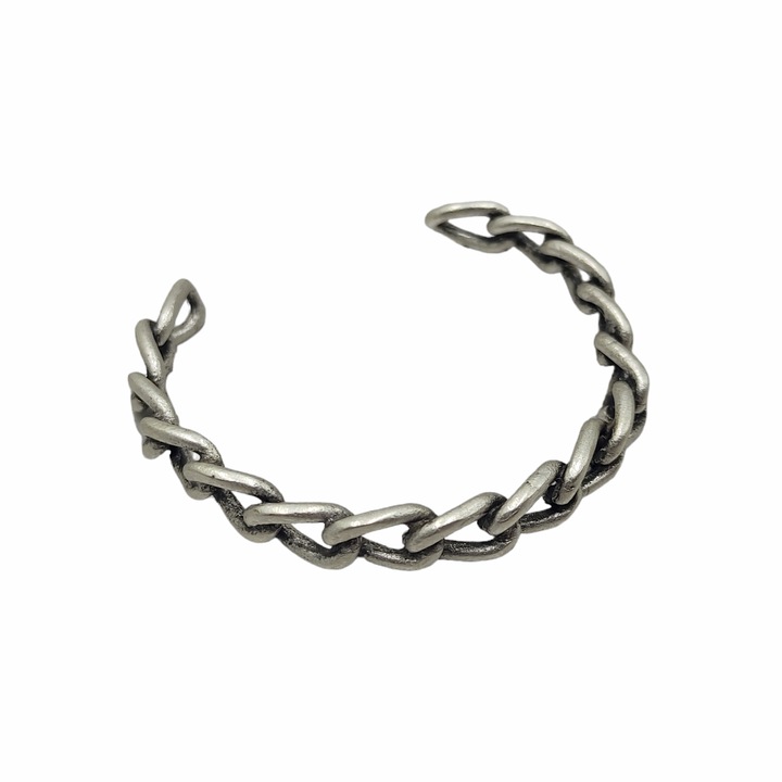 Bratara pentru femei din zamac argintat, model lant rigid, 6 cm