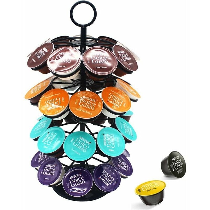Suport capsule cafea, AMRINUGL, rotativ, metalic, 36 capsule Dolce Gusto, 7.5x14.1 inch