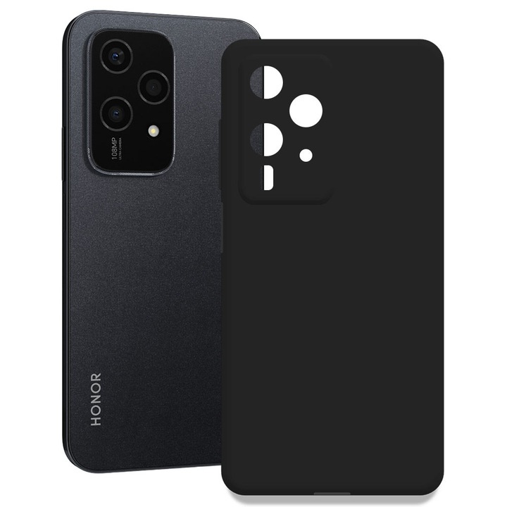Husa pentru Honor 200 Lite, Color Shield, Interior de catifea, Suprafata aderenta, Protectie antisoc, Margini ridicate, Regular Fit, Silicon, Negru