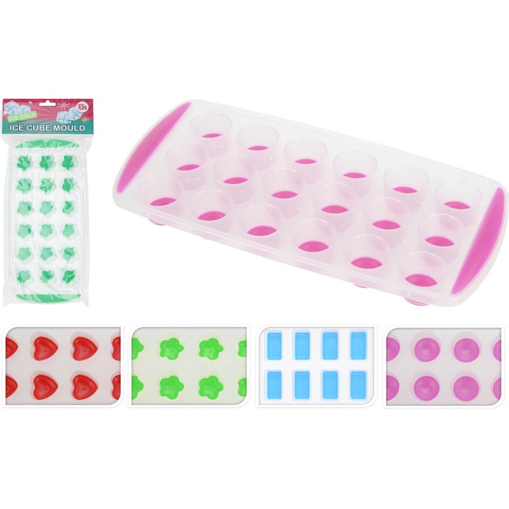 Set 4 forme de gheata Excellent Houseware, silicon, 24x11x2.5 cm, multicolor