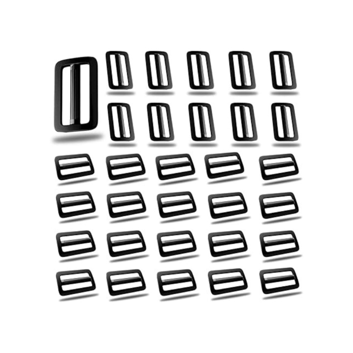 Set de 30 catarame, QHKLEW, din plastic, pentru rucsac, Negru