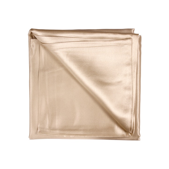 Fata de perna Zefir Alb, matase, culoare "Buy Me A Latte", 50x70 cm