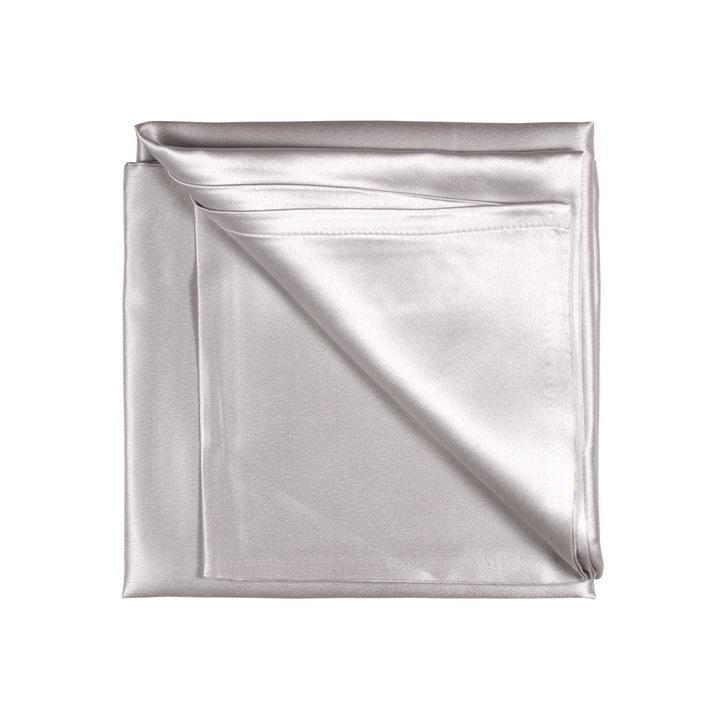 Fata de perna Zefir Alb, matase, culoare "Take Me To The Moon", 50x70 cm