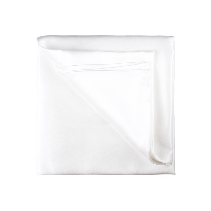 Fata de perna Zefir Alb, matase, culoare "White My Name In Silk", 50x60 cm