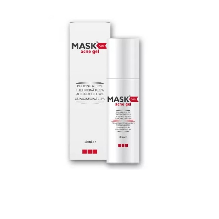 Dispozitiv medical Mask Plus Acne Gel, pentru tratamentul acneei inflamatorii, 30 ml, Meditrina