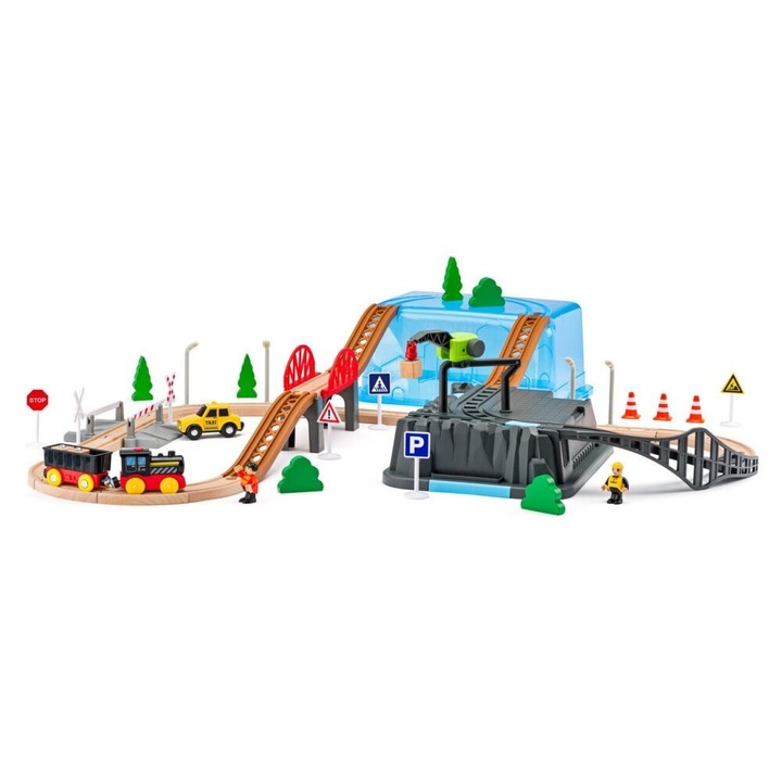 Bányavonat szett, 63 db-os, kompatibilis, többszínű, 32x23x22cm