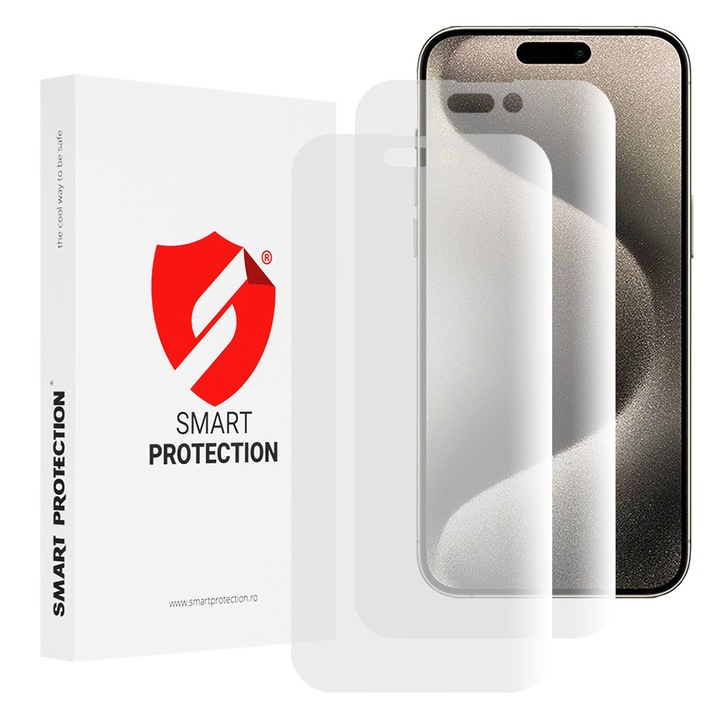 Smart Protection 2 db-os telefontok szett, átlátszó, elasztomer, iPhone 15 Pro Max-hoz